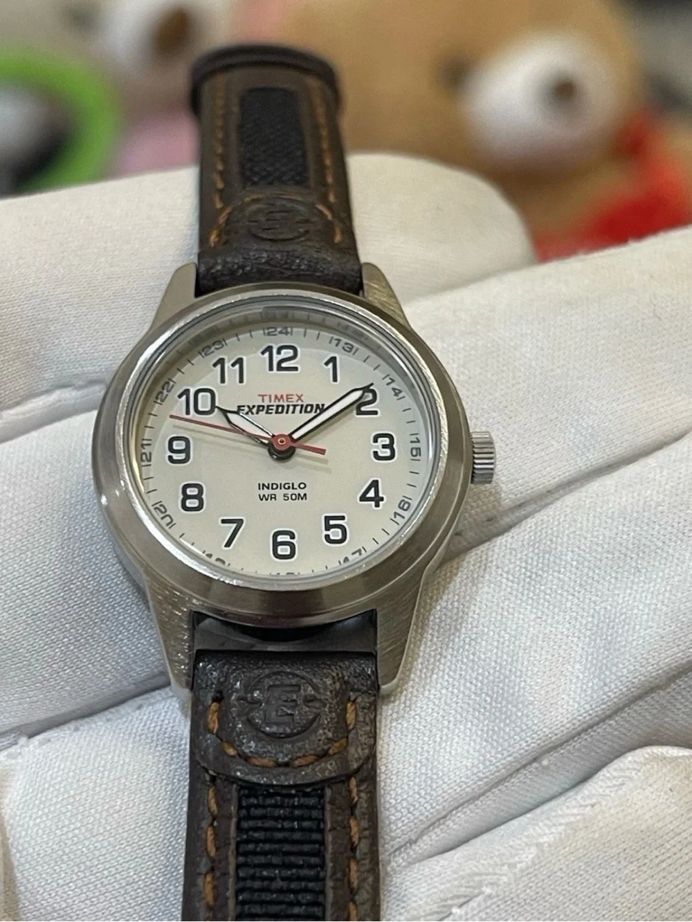 Timex Expedition Womens Watch T41181 Indiglo WR 50M Quartz 26mm Brown Leather